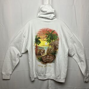 Ron Jon Surf Shop Hoodie Mens XL White Baja Drug Rug Pullover Cocoa Beach Resort